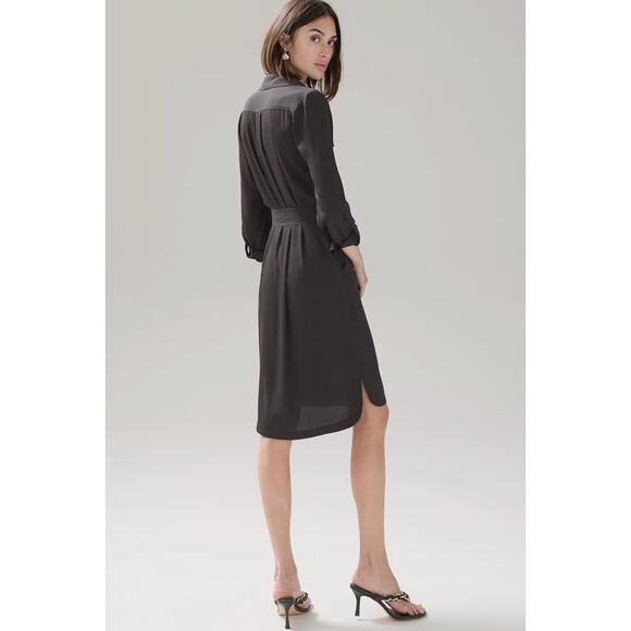 WHBM Black Soft Utility Long Sleeves Removable Belt Shirtdress Size XL NWT $150 - Picture 5 of 12